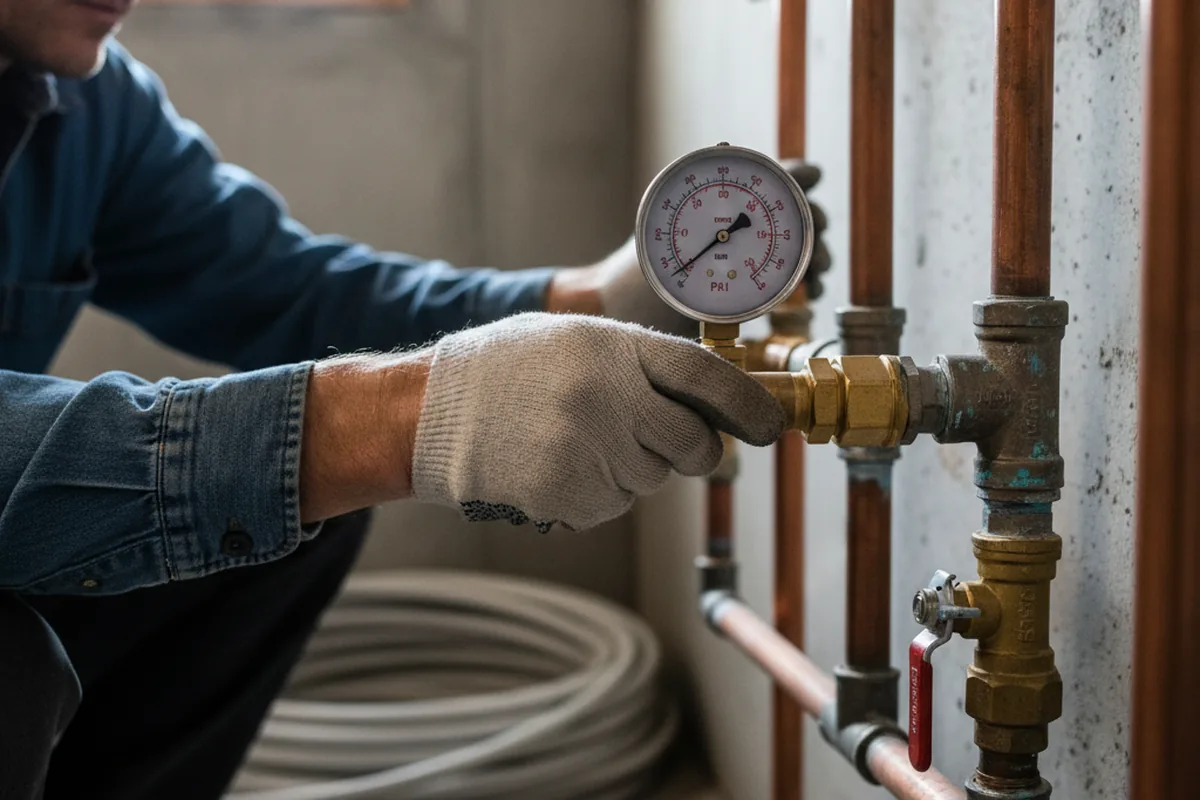 Pressure testing a repaired line during Water Line Repair in Okahumpka